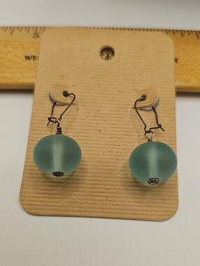 Sea Glass Teal Drop Earrings - Women Jewelry. Lightweight